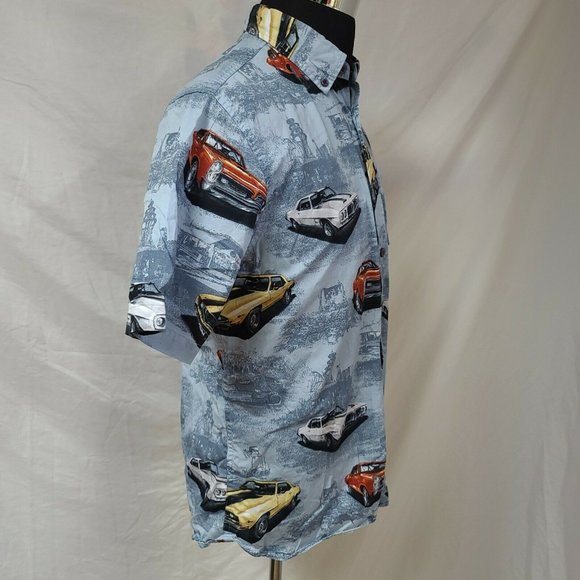 North River Mens Large Blue Muscle Cars Shirt - Picture 4 of 8